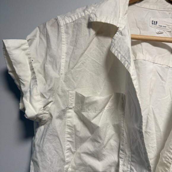 Gap White Cotton Camp Shirt Crop Small - Picture 2 of 7